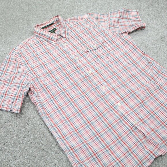 Eddie Bauer Shirt Mens Large Red/White/Gray Plaid Classic Fit 100% Cotton S/S - Picture 6 of 12
